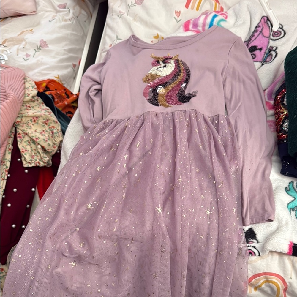 Purple Unicorn Dress with Glittery Skirt